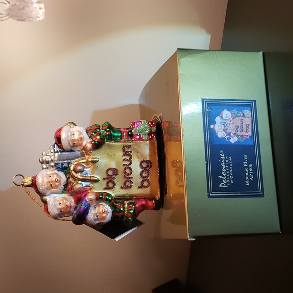 Kurt Adler Rare Polonaise Collection Handblown Big Brown Bag & Elves Ornament - Picture 3 of 9